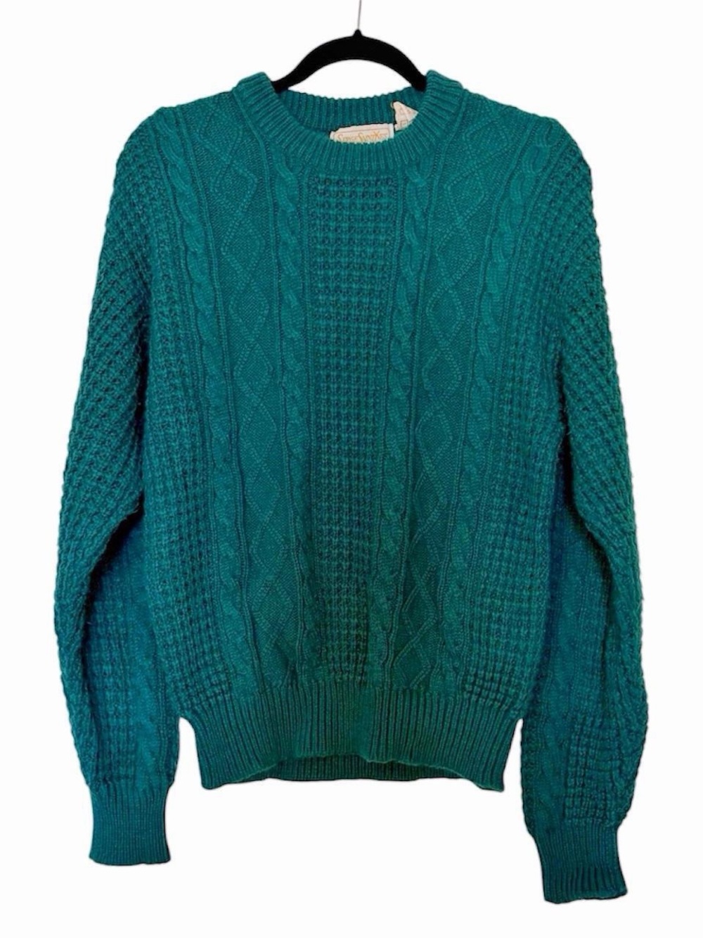 Vintage Teal Cable Knit Sweater